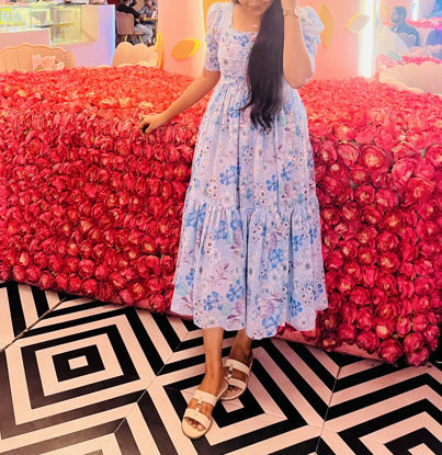 Picture of Skyblue Pleated Georgette Frock