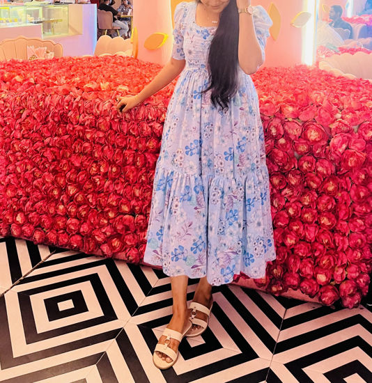 Picture of Skyblue Pleated Georgette Frock