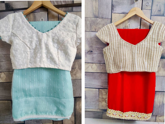 Picture of Red and blue saree combo