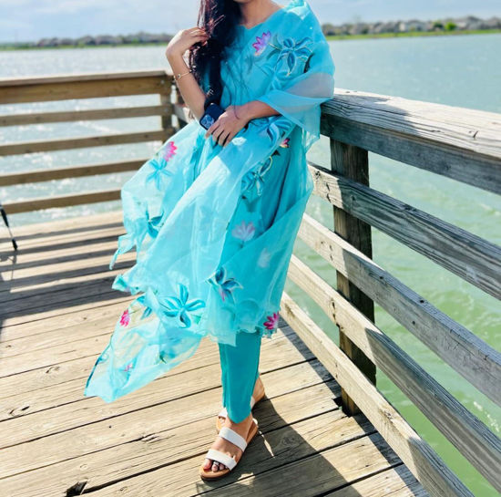 Picture of Hand painted organza 3 piece set