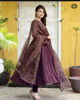 Picture of Anasuya couture Chocolate brown Chanderi silk Anarkali  with print duppata