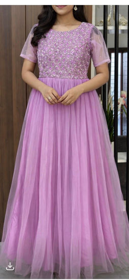 Picture of Lilac hand worked  long dress
