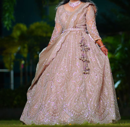 Picture of Beige Zariwork (Silver) Net Readymade Lehenga
