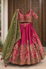 Picture of Pure Raw Silk Green Organza Lehenga with handwork Blouse