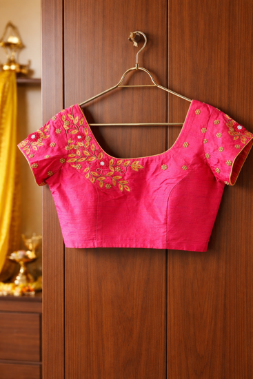 Picture of Pure raw silk designer blouse with zardosi work