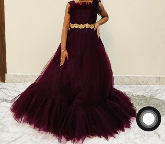 Picture of Wine colour Long Frock For 4-6Y