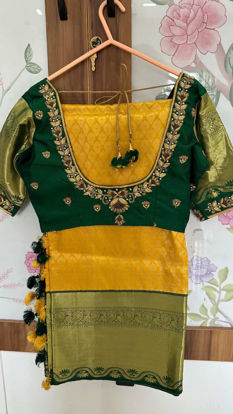 Picture of Beautiful Chrome yellow Kancheevaram saree