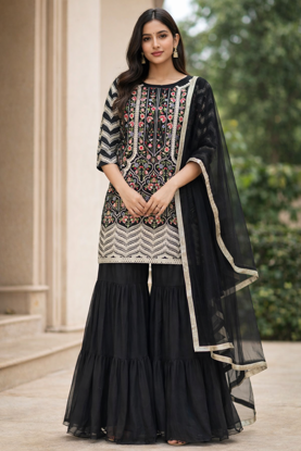 Picture of Black sharara set