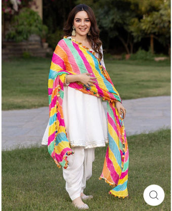Picture of Never used white chudidhar with multicolour dupatta