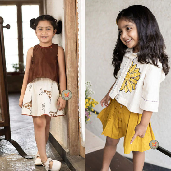 Picture of Yellow and maroon skorts combo 5-7y