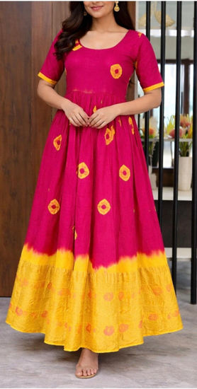 Picture of Pink and yellow long dress