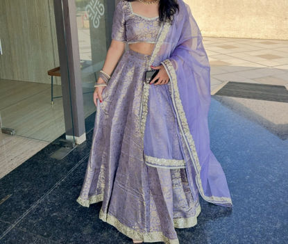 Picture of Lavender grey brocade lehenga