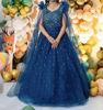 Picture of Elegant Teal Blue Embellished Tulle Party Gown From Neerus