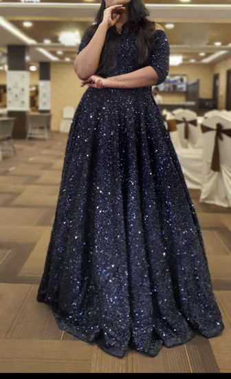 Picture of Dark Blue Sequin Long Frock