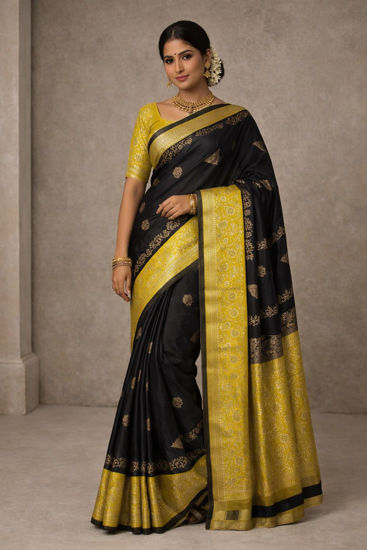 Picture of Elegant black semi gadwal pattu saree