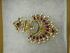 Picture of Brass plated ruby-emerald earrings with pearl drops