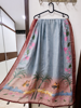 Picture of Elegant Rust Silk Dress with Printed Dupatta