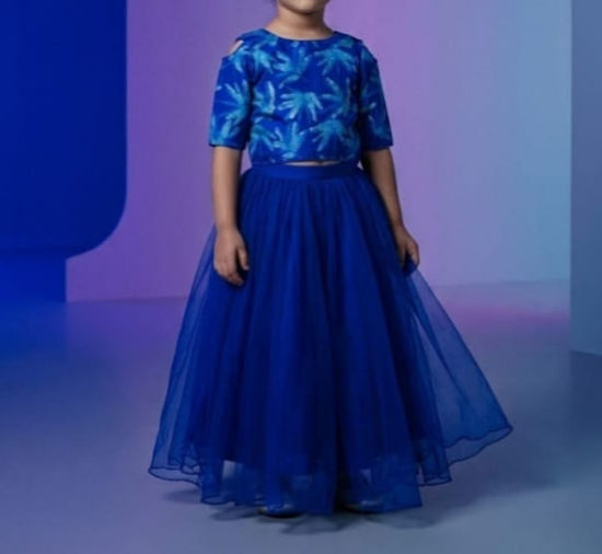 Picture of Royal Blue & Brocade Lehenga Set For 4-6Y