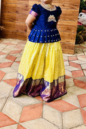 Picture of Tissue Lehenga with maggam peplum Blouse For 6-7Y