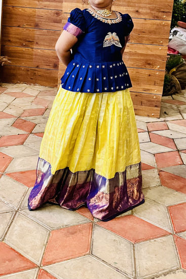 Picture of Tissue Lehenga with maggam peplum Blouse For 6-7Y