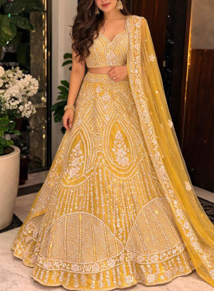 Picture of Mustard yellow bridal lehenga