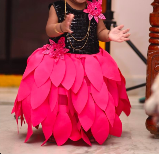 Picture of Pink petals sparkle party dress For 1-2Y