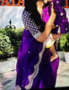 Picture of Organza saree with scallop border and designer bloise