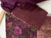 Picture of Pure linen floral saree with zari border puff sleeve blouse