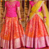 Picture of Pink lehenga with 2 blouses & dupatta For 4-6Y
