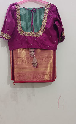 Picture of Gently used semi pattu saree with maggam work blouse