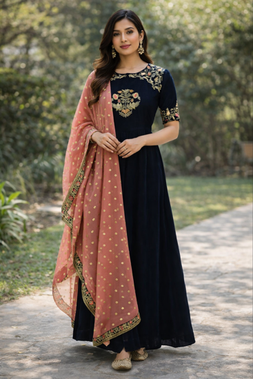 Picture of Velvet 3Pcs party wear Gown