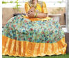Picture of Yahvi sea green and yellow pure silk kalamkari  lehenga with pure raw silk blouse for 3-5Y