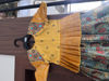 Picture of Yahvi sea green and yellow pure silk kalamkari  lehenga with pure raw silk blouse for 3-5Y