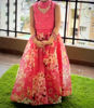 Picture of Floral organza lehenga with silk gold butti blouse For 4-6Y