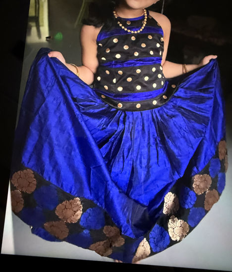 Picture of Royal blue raw silk lehenga set For 4-6Y