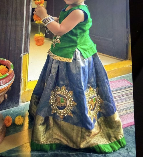 Picture of Beautiful maggam work tissue silk lehenga set For 4-6Y