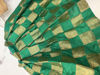 Picture of Green silk checked lehenga with gold tissue halter neck blouse For 4-6Y