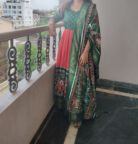 Picture of Patola style long frock with dupatta