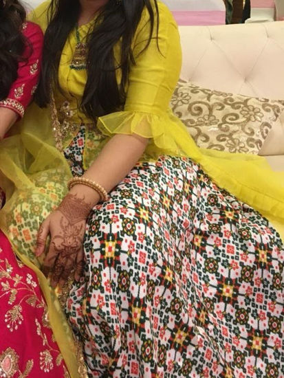 Picture of Mustard yellow patola Lehenga with work blouse