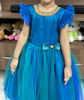 Picture of Peacocok blue party wear net dress For 4-6Y 2-4Y