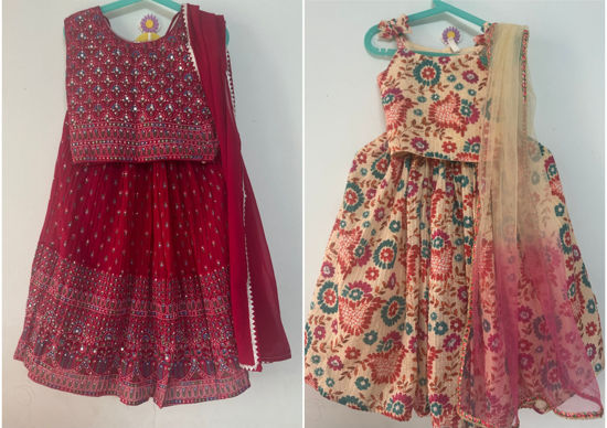 Picture of Combo of semi party wear crop top lehenga dresses For 2-4Y