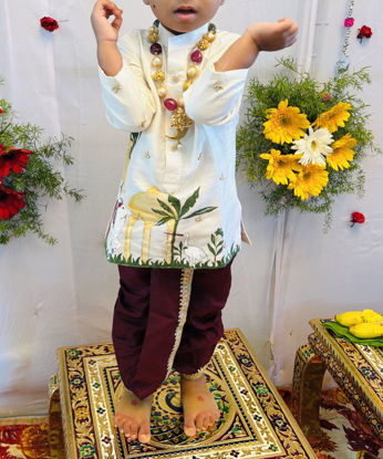 Picture of Pattu Kurtha with Arabic style hand painting For 1-2Y