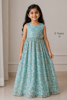 Picture of Light aqua embroidery frock 2-4Y
