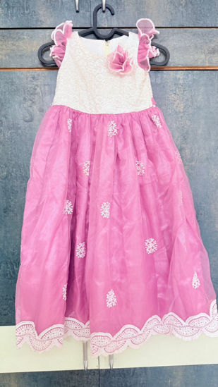 Picture of Beautiful lavender and half white long frock For 2-4Y