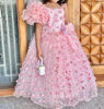 Picture of Half shoulder  pink long frock For 4-6Y