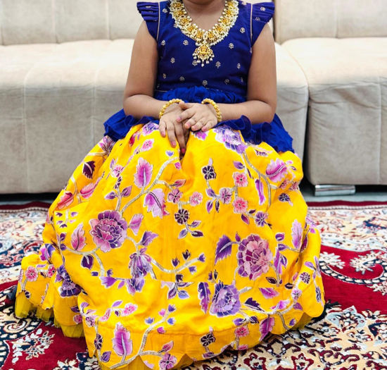 Picture of Yellow and purple  lehanga For 4-6Y