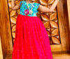 Picture of Pink n green crape long frock For 4-6Y