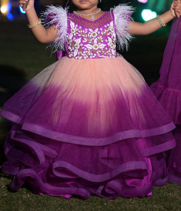 Picture of Purple n peach ball frock gown For 1-2Y