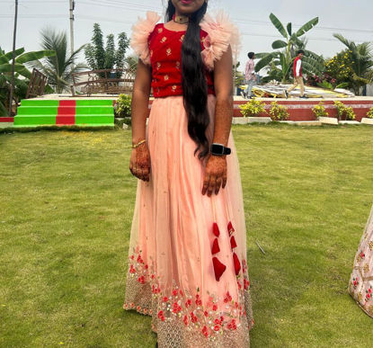 Picture of Embroidered Netted Lehenga with crop top For 13-15Y