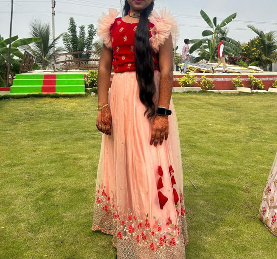 Picture of Embroidered Netted Lehenga with crop top For 13-15Y
